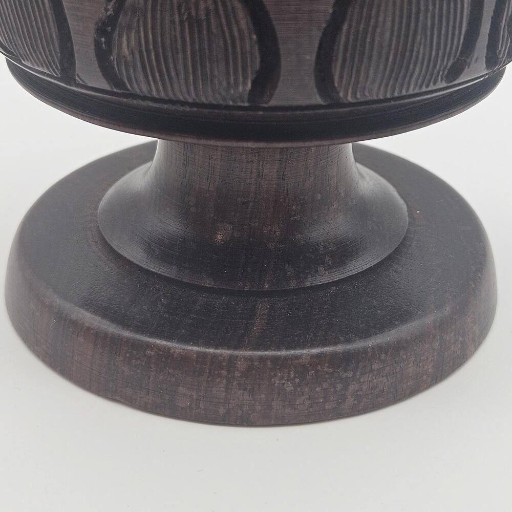 Wood Hand Carved Vase Elephant/Rhinoceros  Vase 9.5" Heavy Kenya - Picture 8 of 9
